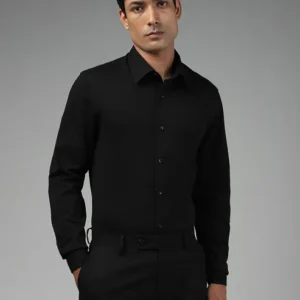 Black Cotton Formal Short For Men