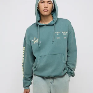 Mint Hoodie With Back Print For Men