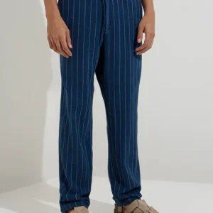 Navy Blue with White Stripes Formal Trousers for Men