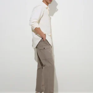 Brown Relaxed Fit Casual Trousers For Men