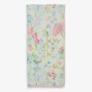 Light Green Floral Cotton Dupatta with lace