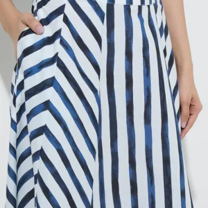 White and Blue Striped Casual Skirt