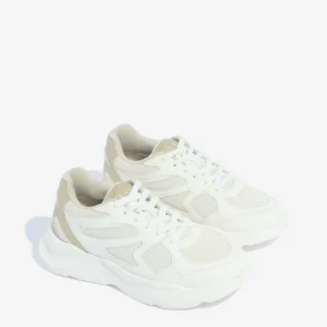 White Chunky Lace-Up Sneakers