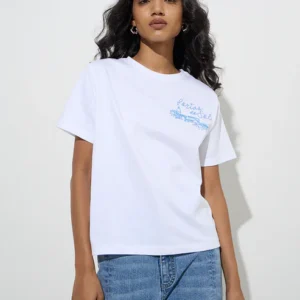 White Text Printed Cotton T-Shirt