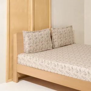 Beige Botanical Design King Bed Sheet Set