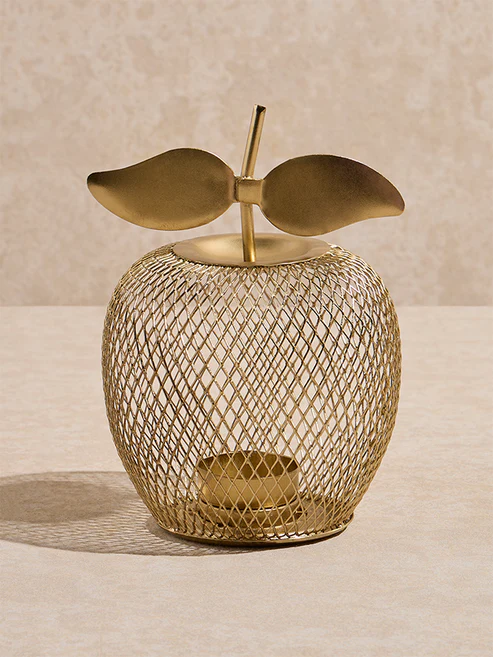 Home Gold Apple Shaped Tealight Candle Holder