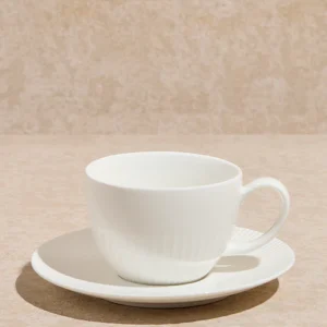 Home White Ripple Cup and Saucer Set