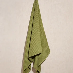 Home Green Self-Striped Bath Towel
