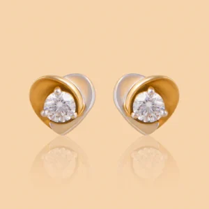 Dual Tone Golden Heart Earrings