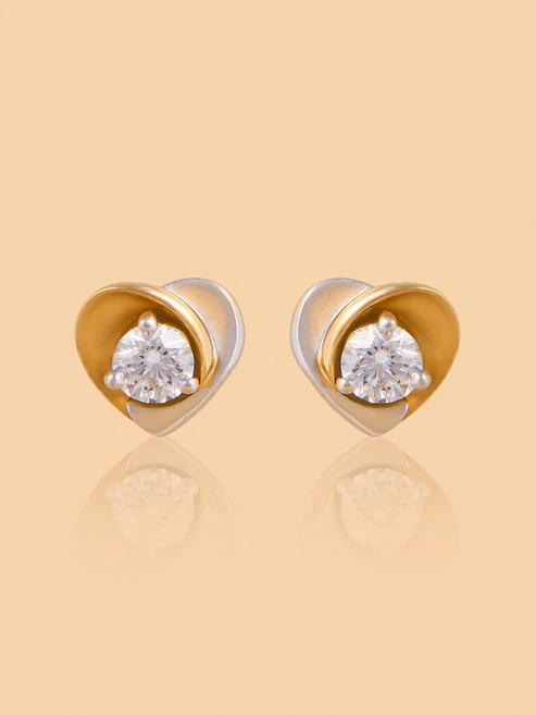 Dual Tone Golden Heart Earrings
