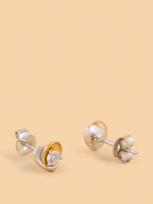 Dual Tone Golden Heart Earrings - Image 2