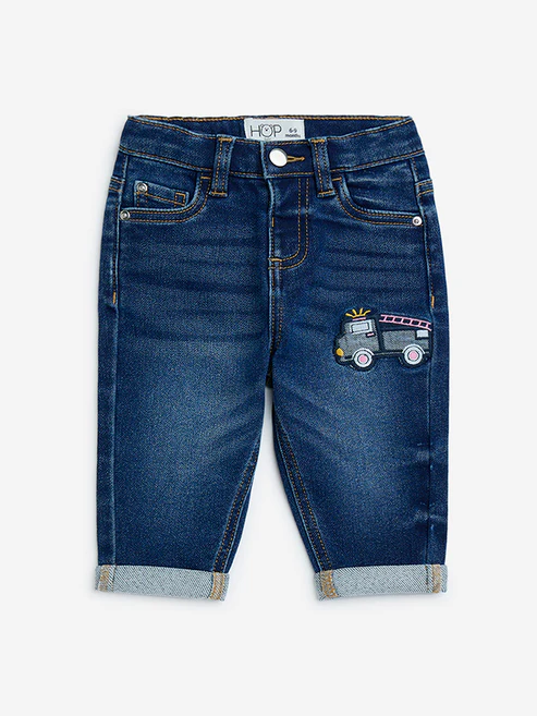 HOP Baby Blue Faded Slim-Fit Mid-Rise Jeans
