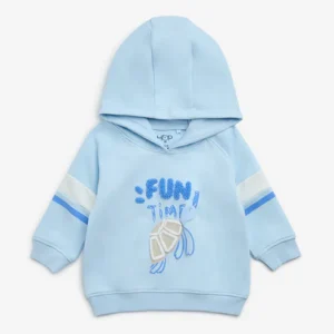 HOP Baby Blue Text Design Cotton-Blend Hoodie