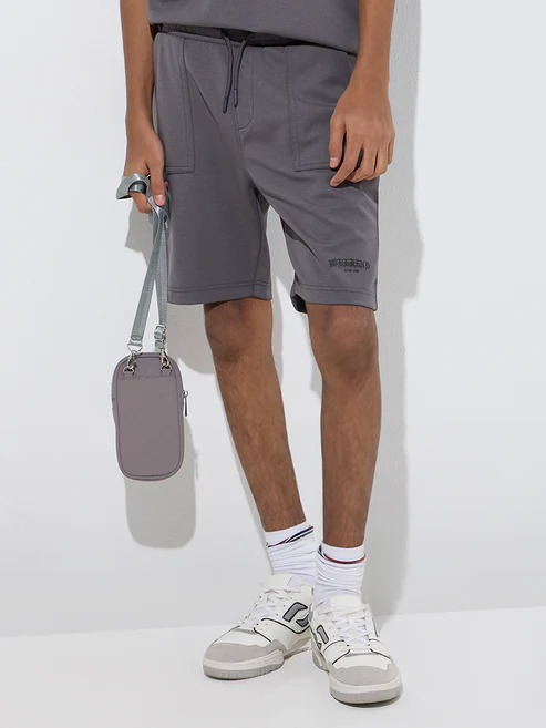 Y&F Kids Grey Mid-Rise Shorts - Image 2