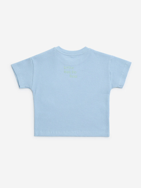 Toddler Light Blue Soft Cotton Printed T-Shirt - Image 2