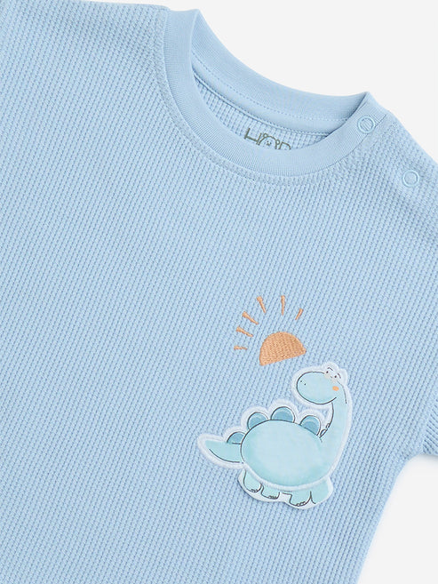 Toddler Light Blue Soft Cotton Printed T-Shirt - Image 3
