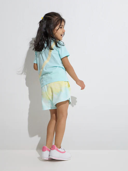 Kids Light Green Printed Shorts - Image 3