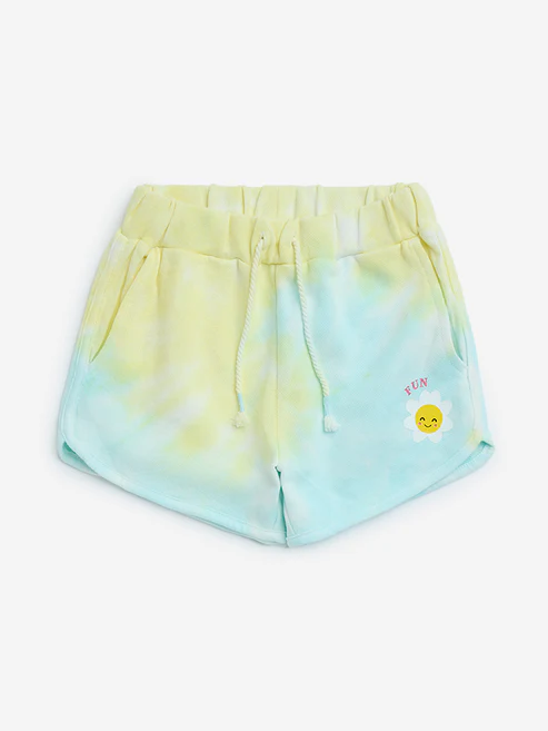 Kids Light Green Printed Shorts - Image 2