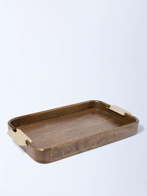 Home Brown Wooden Serving Tray - Small