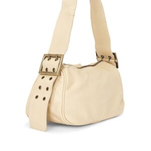 Beige Structured Handbag with Top Handle