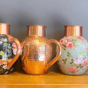 Artisan Style Copper Bottle Set – Floral Motif