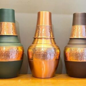 Modern Matte Copper Bottle – Olive & Gold Trim